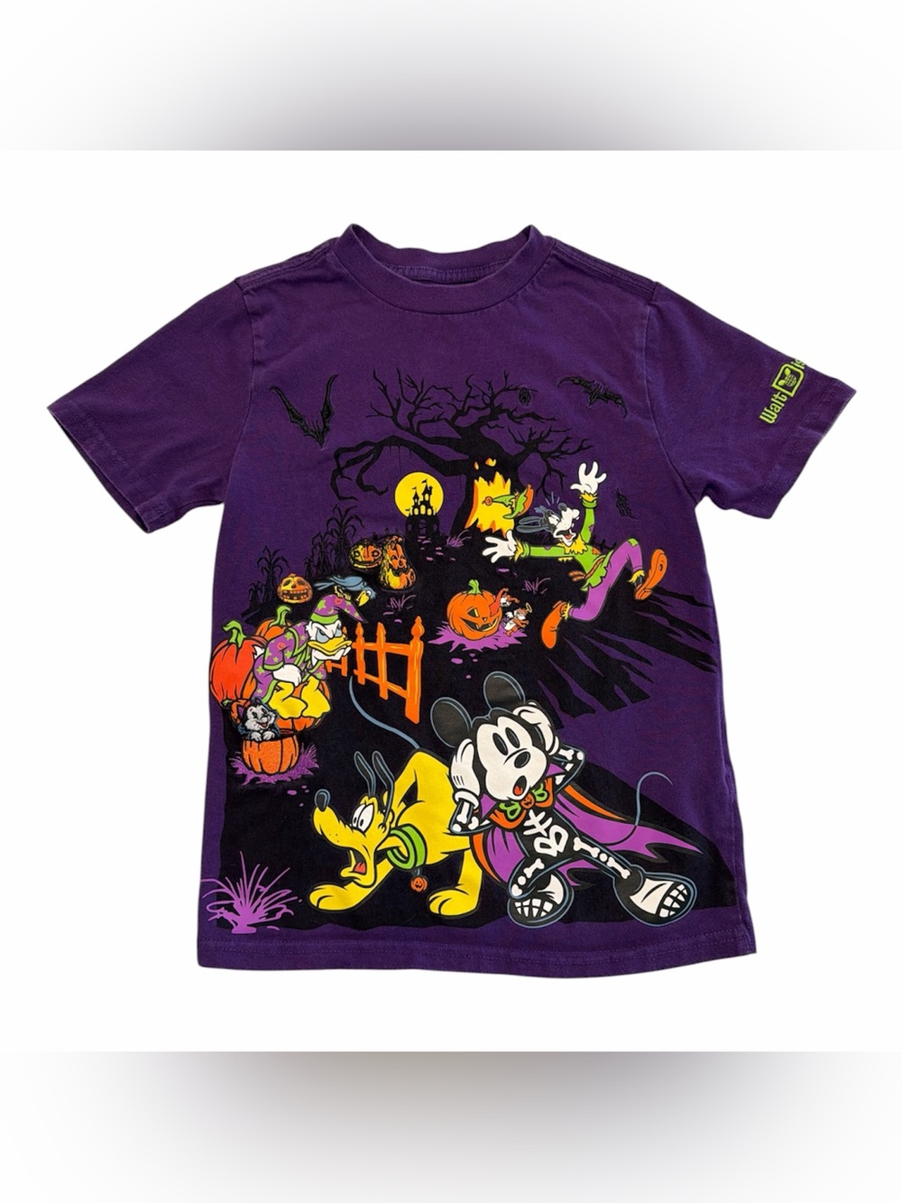 DISNEY Purple Mickey Mouse Halloween Theme Kids Tee size 7/8
